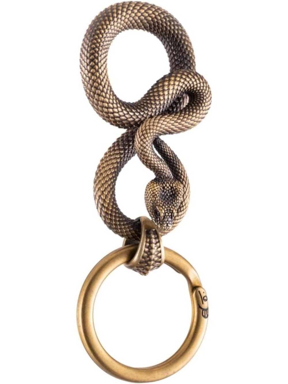 Gothic Snake Brass Keychain | Handmade Animal Novelty Fob | Unique Gift for Him